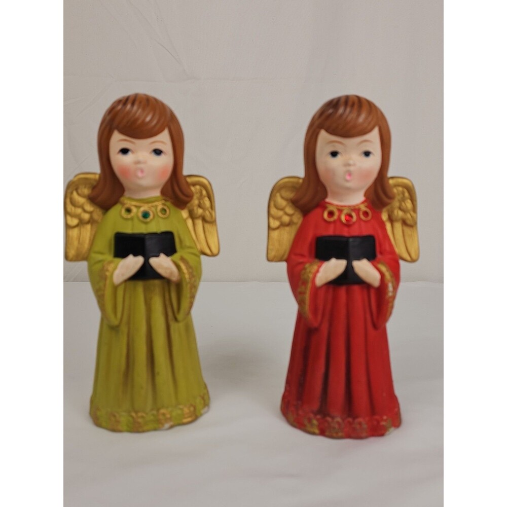 Vintage Ardco Singing Angel Figurines Set of 2 Japan Christmas Choir Decor